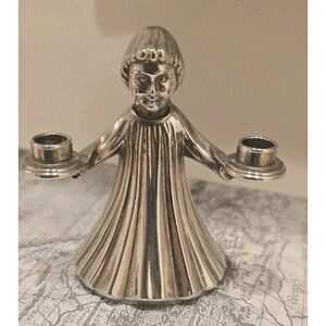Vintage Metal Choir‎ Boy Mini Tapered Candle Holder Made in Italy Christmas #D